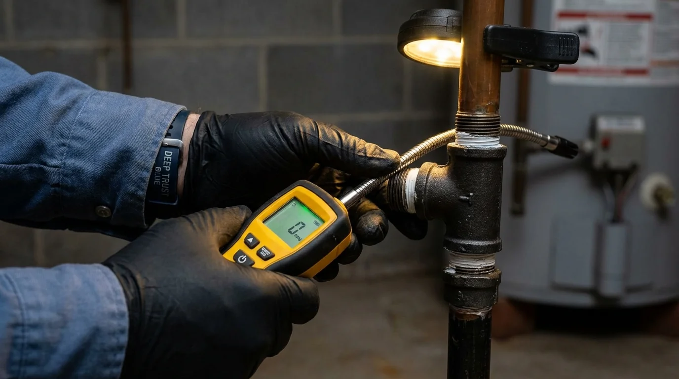 Gas leak detection with electronic sniffer by Johns Plumbing LLC in Pierceton