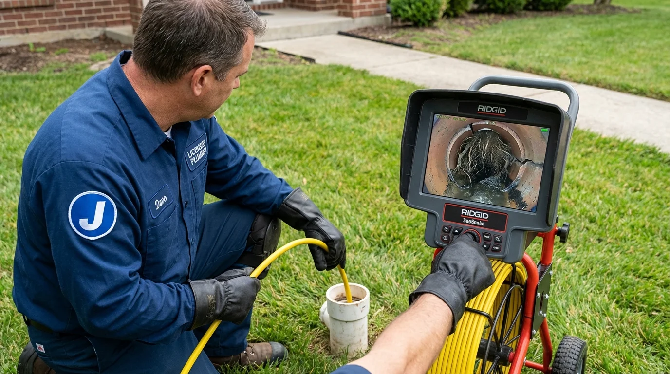 Sewer camera inspection being performed by Johns Plumbing LLC in Pierceton